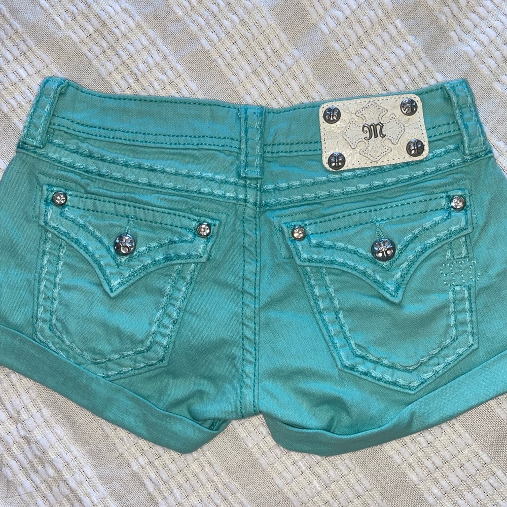 Miss Me women’s denim shorts, teal, size 26